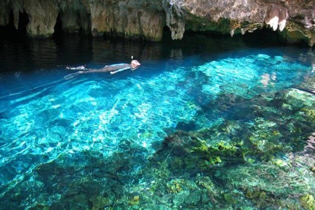 snorkeling in cenote tajma ha 