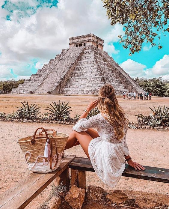 girl posing at Chichen Itza