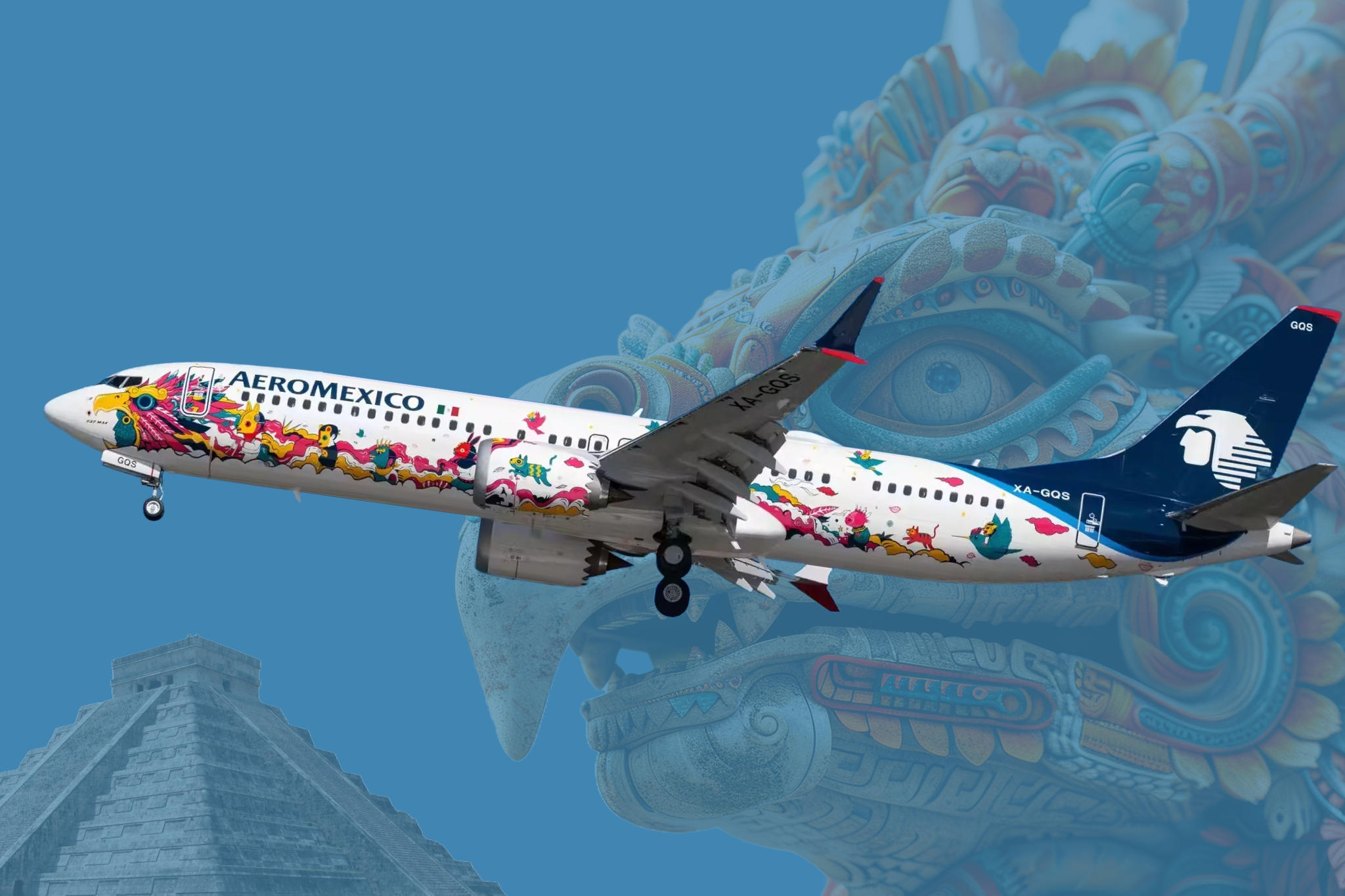 Aeromexico Boeing 737, Kukulkan design Chichen Itza